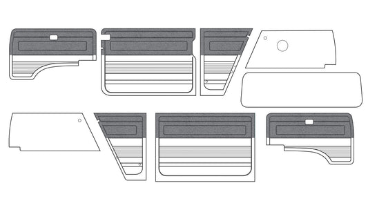 Deluxe Panel Sets - 9pc. - Cloth Upper 2/3 with Vinyl Lower - 1985-91 Vanagon GL/Carat