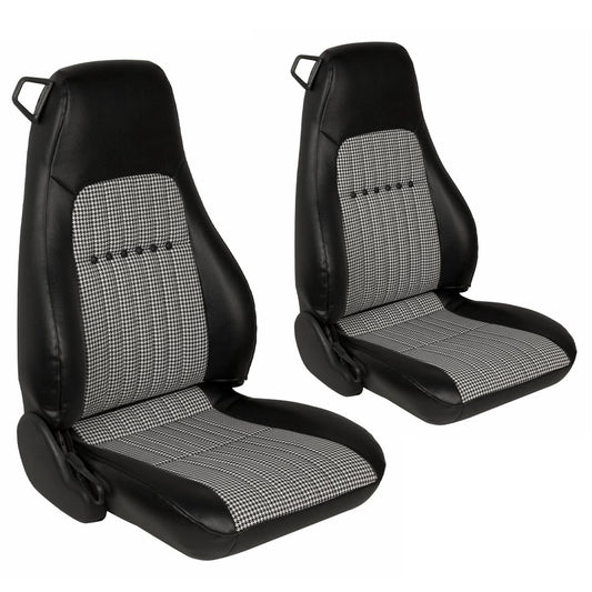 Dlx 1969 Retro-Style Houndstooth Upholstery w/ Seat Buttons, Front Only - 1993-02 Camaro