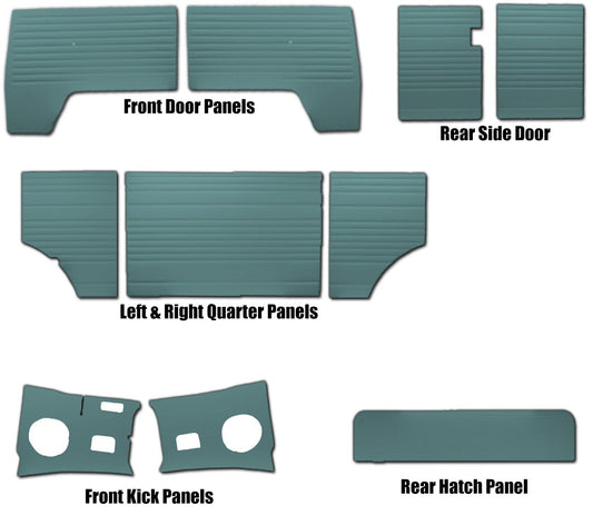 Door Panels Complete 10pc. Kit - 1963-68 VW Bus (ONE TONE)