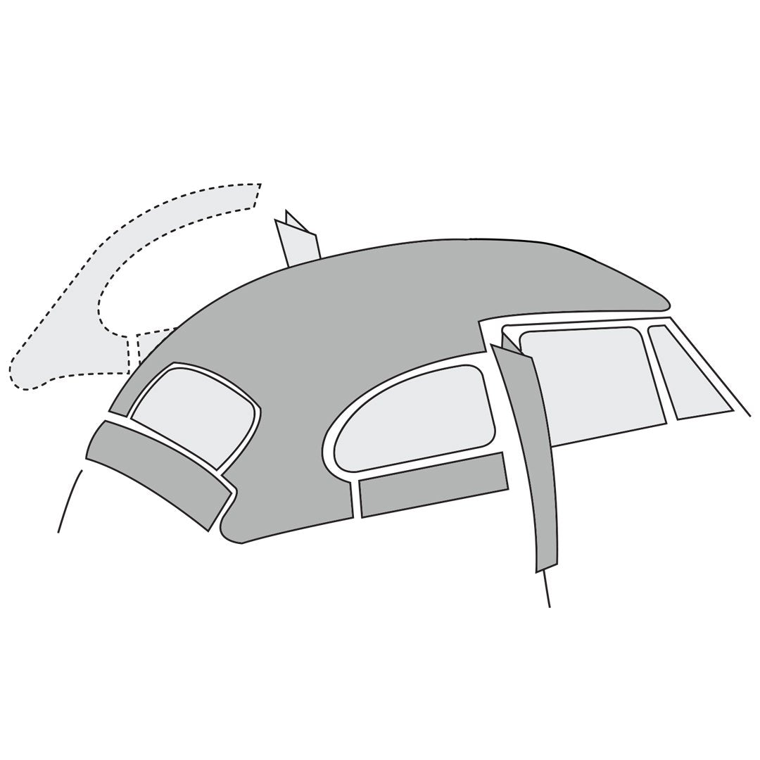 Easy Installation Headliner, W/Post Mat. - Perforated Vinyl - 1968-78 VW Bug Sedan
