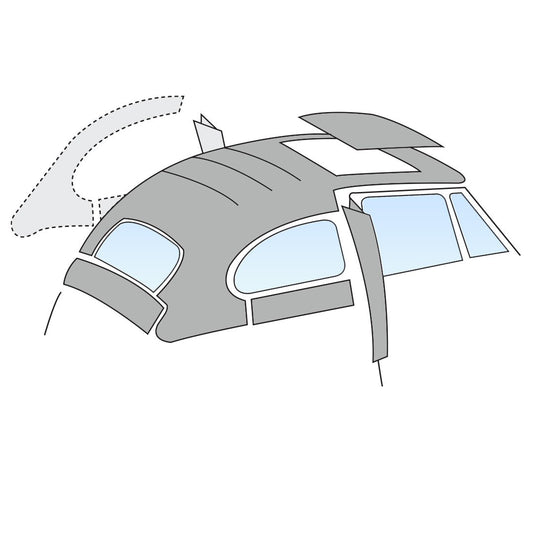 Easy Installation Headliner, W/Post Mat., W/ Sunroof - Perforated Vinyl - 1968-78 VW Bug Sedan