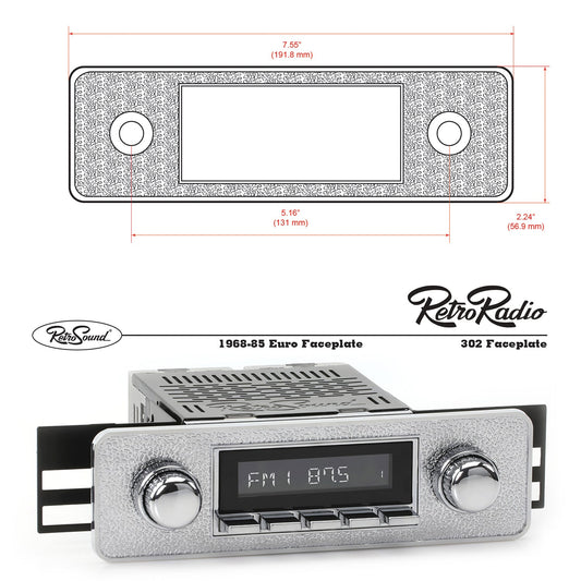 Radio Face Plate, All Chrome Flat for Cut Dash