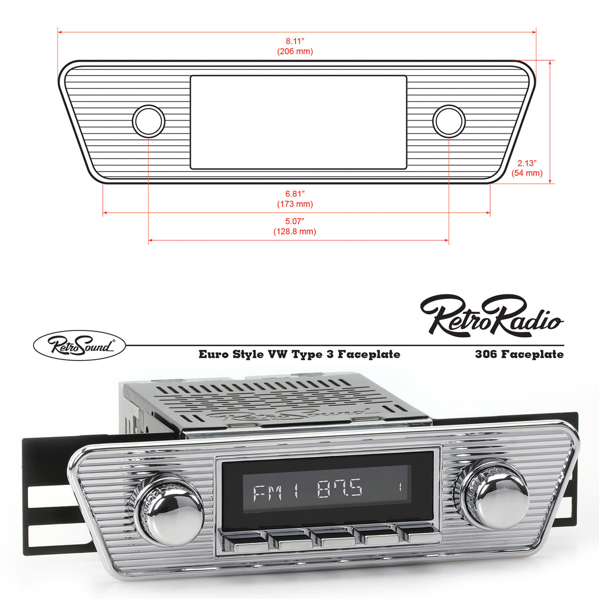 FACEPLATE KARMANN GHIA CHROME 306