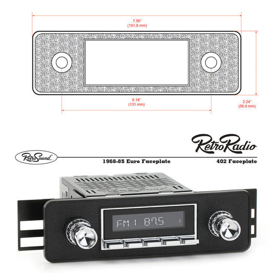Radio Face Plate All Black Euro for Cut Dash