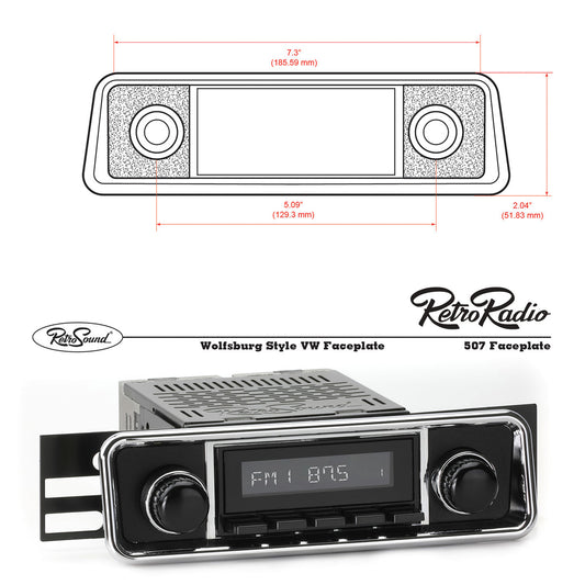 Radio Face Plate, Black with Chrome Edges