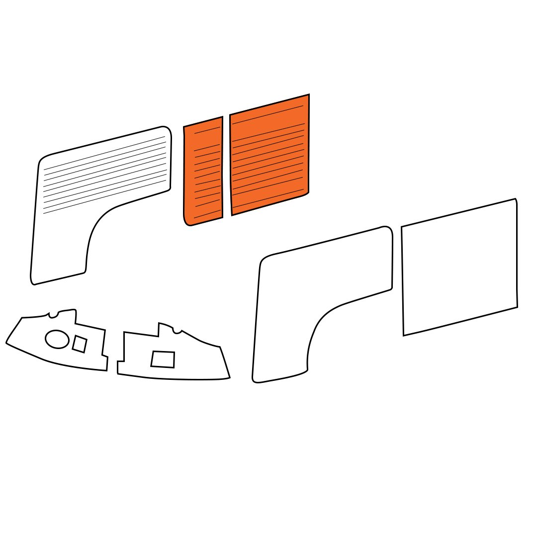 Rear Side Door Panels, 2pc. - 1968-79 VW Bus Crew Cab