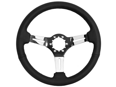Steering Wheel, Black Leather Chrome Spoke 14"