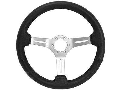 Volante S6 14" Sport Series Brushed 3 Spoke Leather Steering Wheel