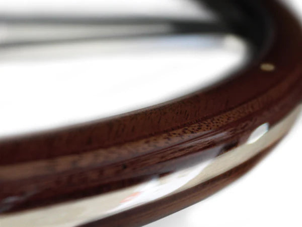 15" Wood Steering Wheel Espresso 9 -Bolt Mount Billet Aluminum Spokes