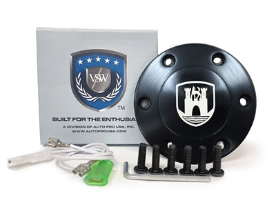 S6 Horn Button Etched Wolfsburg Castle Black