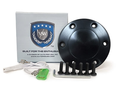 HORN BUTTON, 6 HOLE BLACK PLAIN