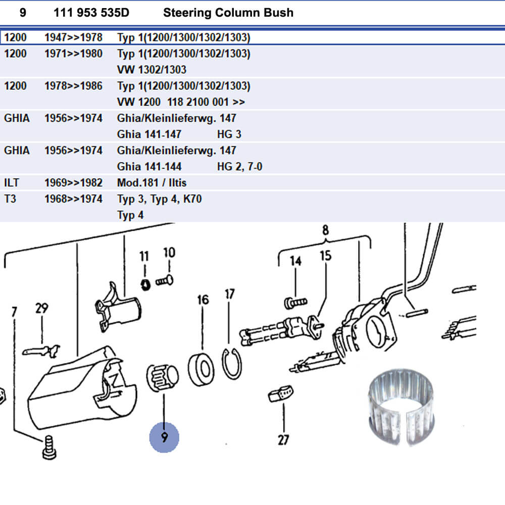 Bug, Ghia, Type 3 68-75, CONTACT THRUST RING