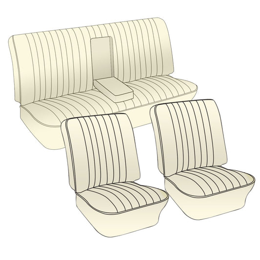 VW Original Seat Upholstery, (Fronts & Rear with Armrest) 1961-64 VW Notchback