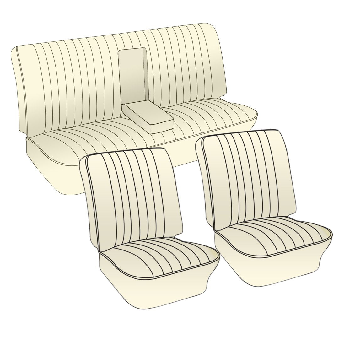 VW Original Seat Upholstery, (Fronts & Rear with Armrest) 1965-67 VW Fastback, Notchback