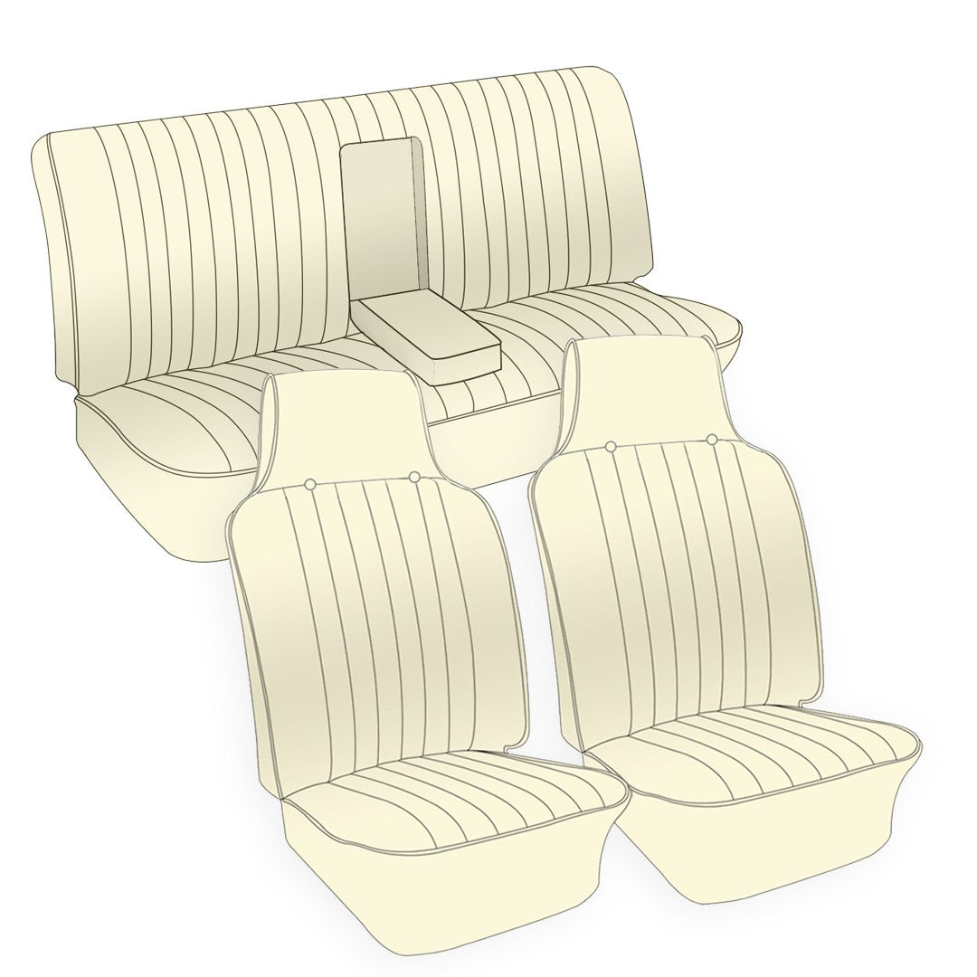 VW Original Seat Upholstery, (Fronts & Rear with Armrest) 1968-69 VW Fastback, Notchback