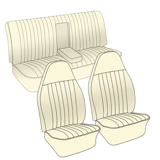 VW Original Seat Upholstery, (Fronts & Rear with Armrest) 1973-74 VW Fastback, Notchback