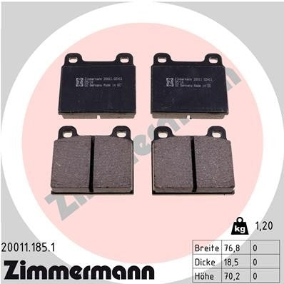 Bus 74-79, Vanagon 80-85 Front Brake Pads - 20011-185-1