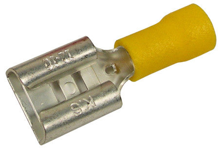 Wire Connector, 12-10 Ga Yellow Female Spade 10mm