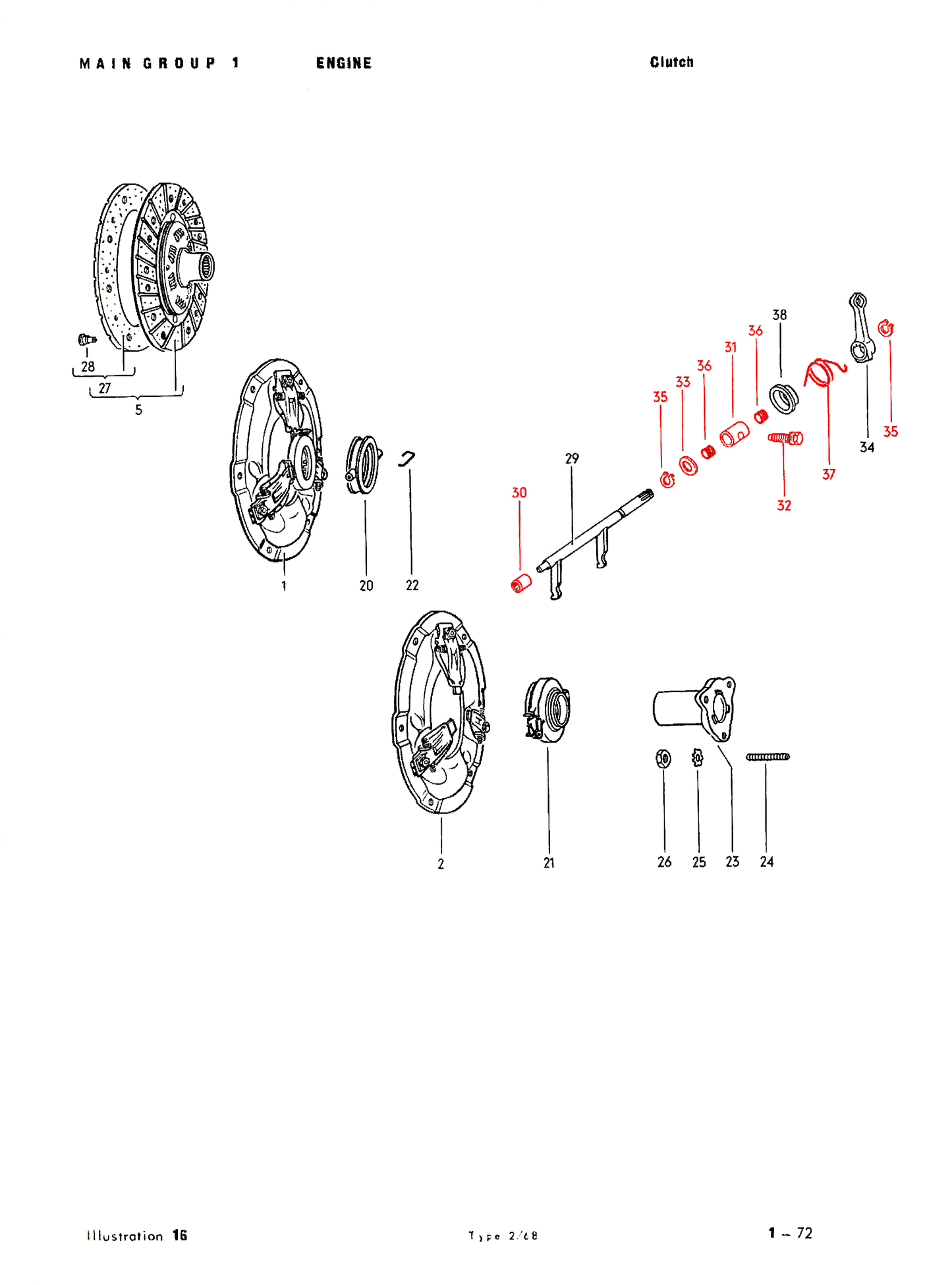 Clutch Operating Shaft Bushing Kit 1961-1972