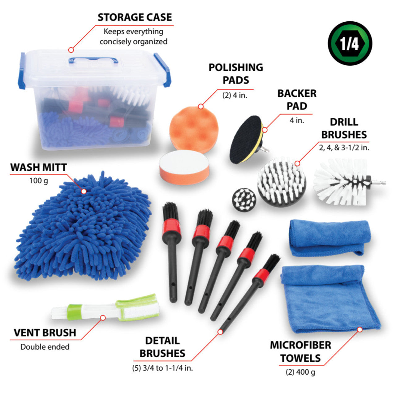 16pc Car Wash Detailing Kit