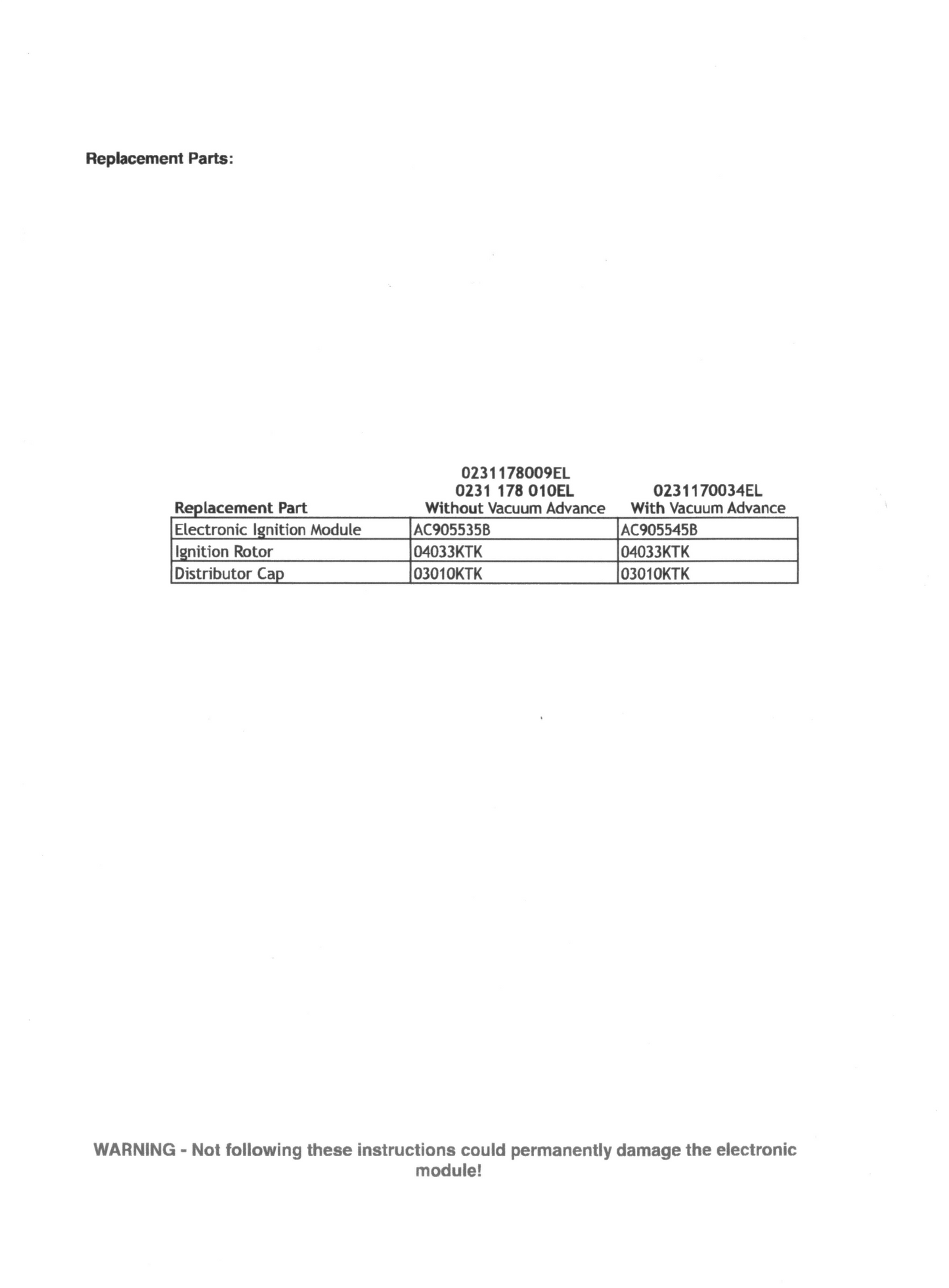 "009" Distributor Clone Khultek Brand w/ Electronic Ignition Module