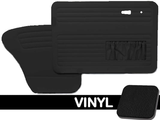 Bug 65-77 Sedan Door Panel Set Basic Black Econo w/ Pockets