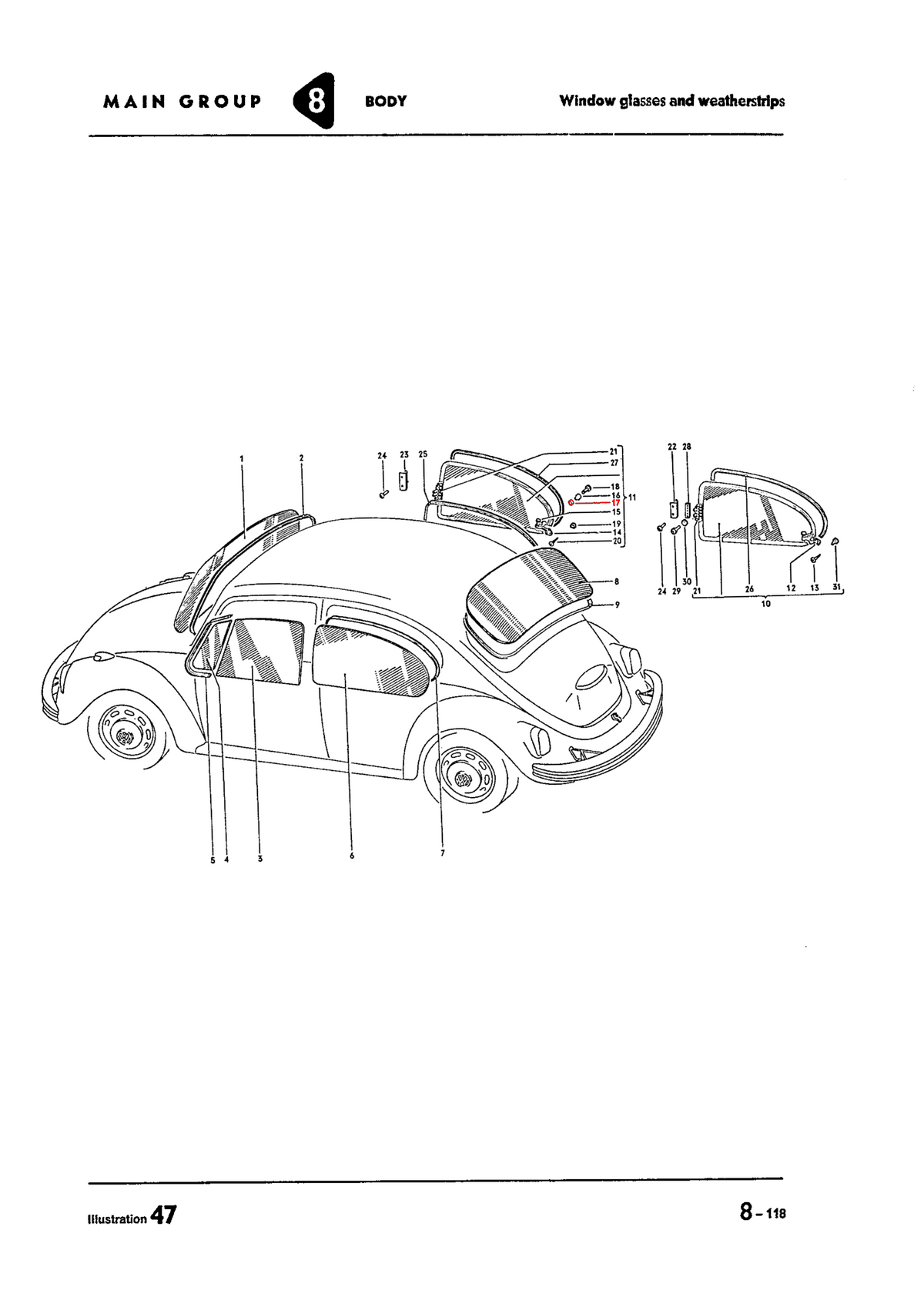 VW Bug 65-77 Popout Window Latch Pin E-Clip - N123293