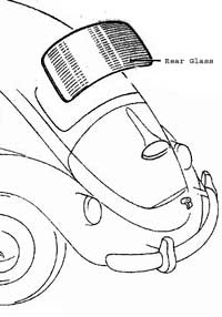 1972-1977 Bug, Clear Rear Window Glass (OEM)