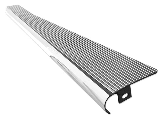 Billet Look Running Boards, Gloss Black, Polished Ribs, Polished Edge, Pair